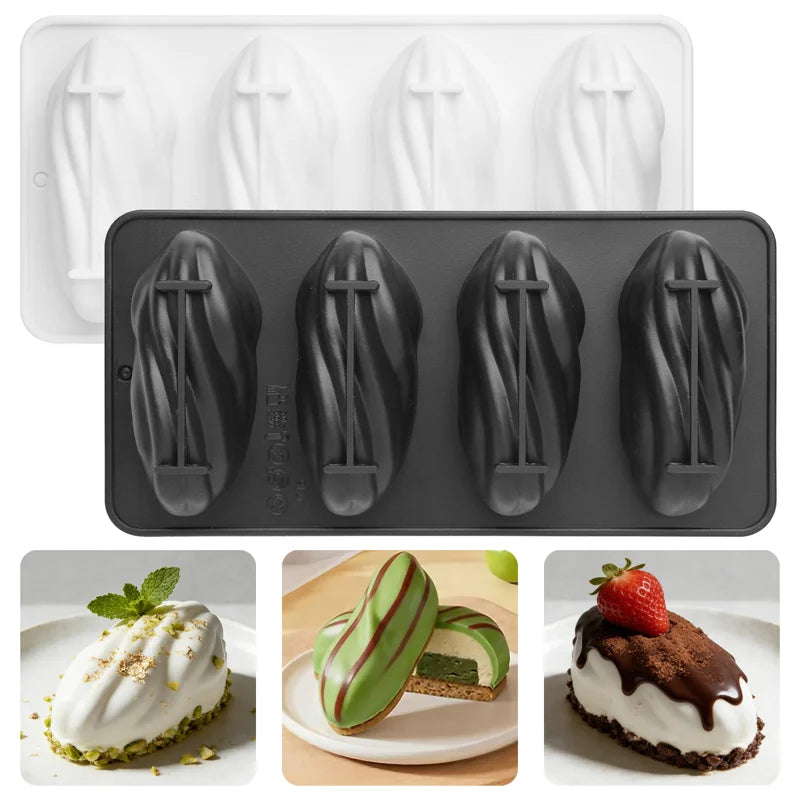 4-Cell Silicone Chocolate Mold for Cakes & Desserts - Reusable Kitchen Baking Tool