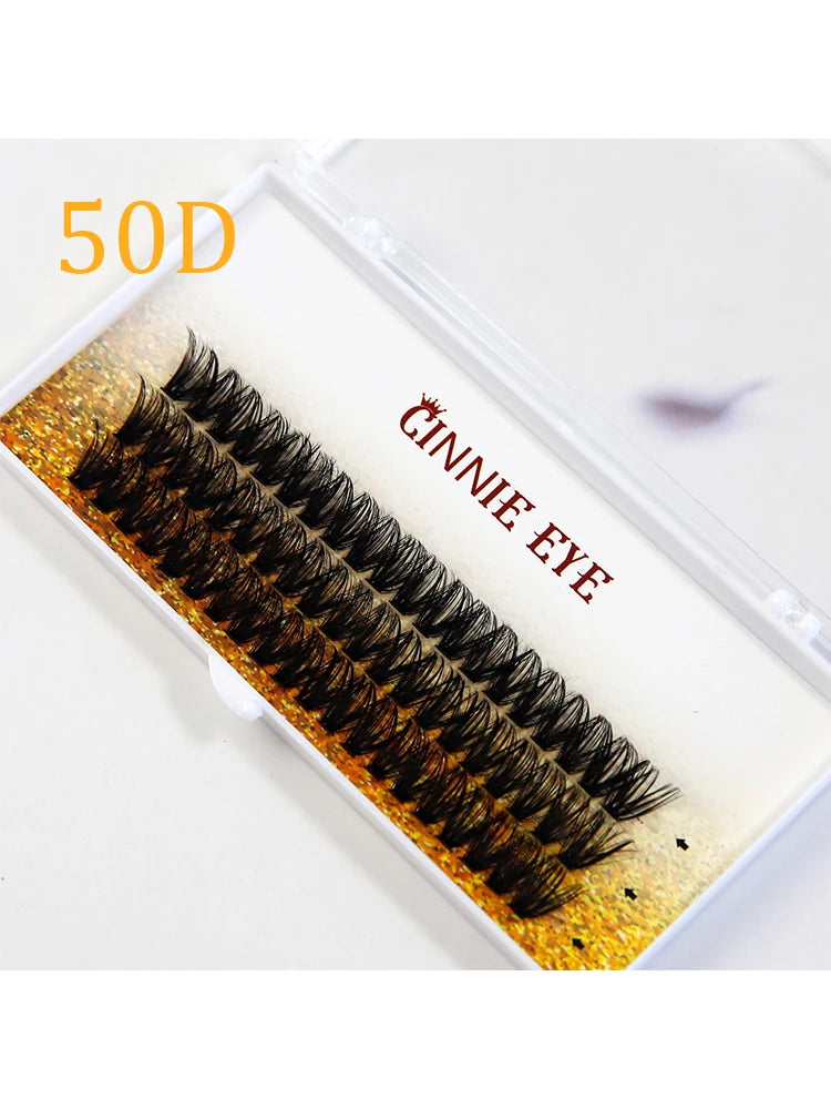 100 Bundles Cluster Eyelash Kit with Faux Mink Fans - Natural, DIY Ready Made Lashes