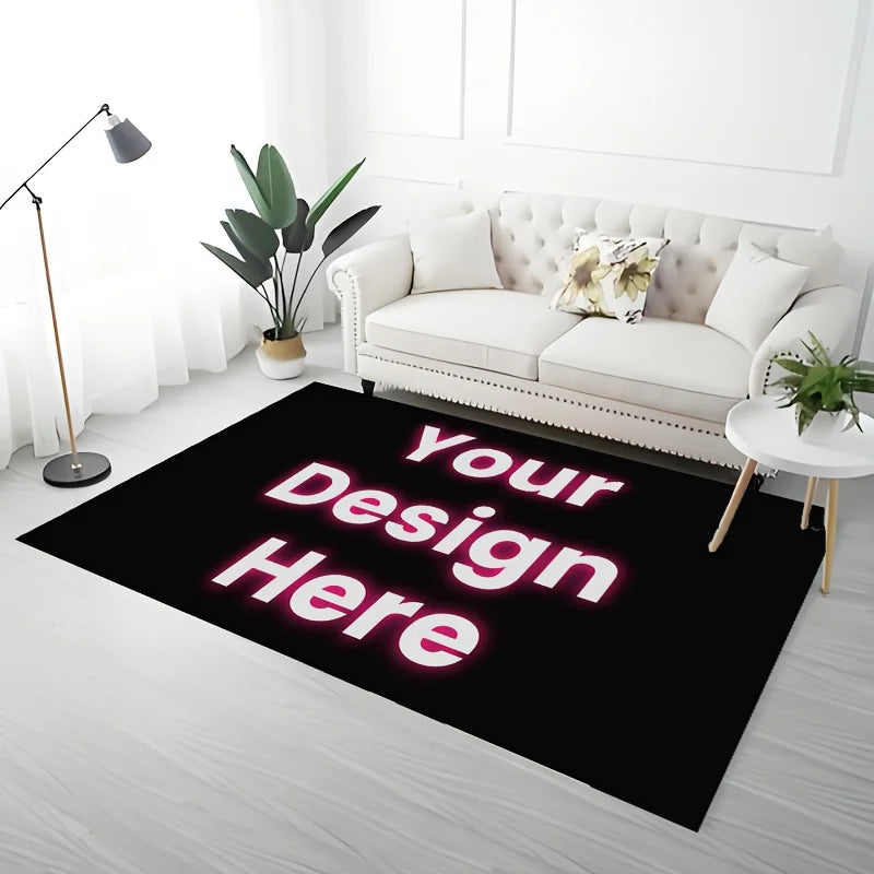 Custom Flannel Area Rug - Personalized Design, Washable Non-Slip Home Decor