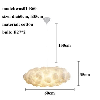 Modern Floating Cloud LED Pendant Lights - Dimmable Chandelier for Living Dining Kids Kitchen