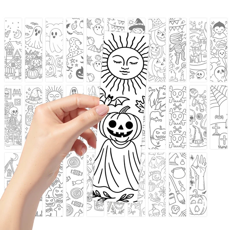 32-Pack Halloween Bookmarks for Kids & Teachers - Back-to-School & Holiday
