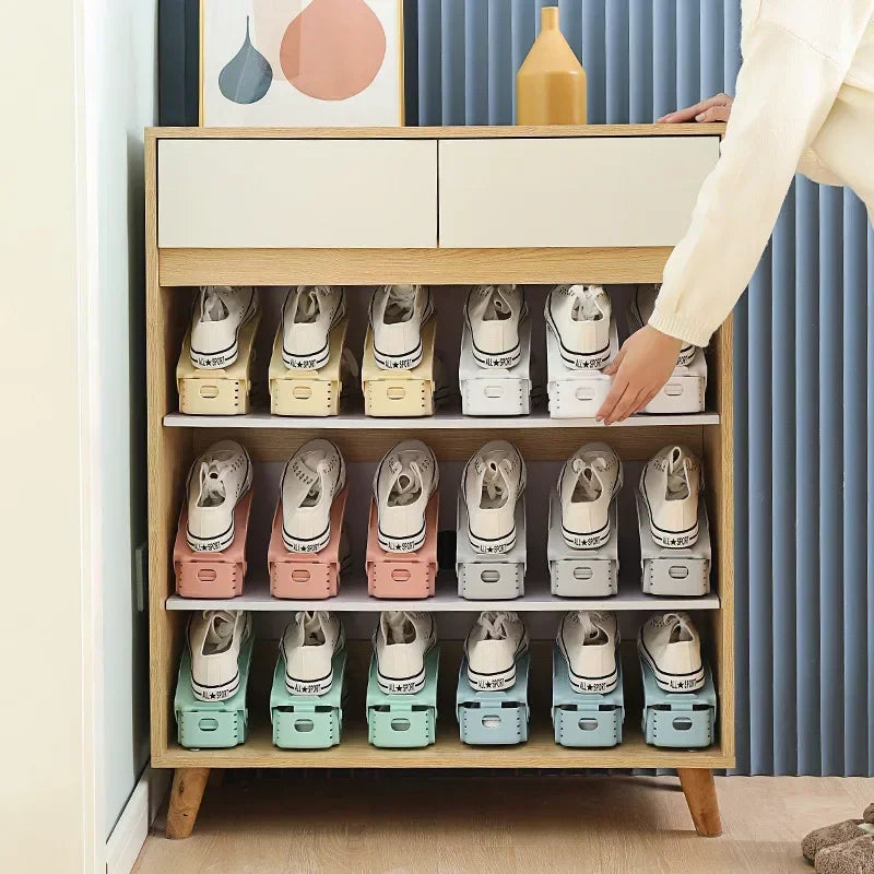 Adjustable 10-Piece Shoe Organizer Slots Space Saver Double Deck Shoe Rack for Closet