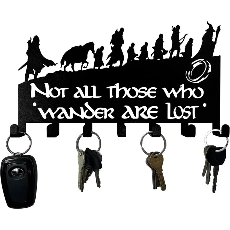 Metal Wall Mount Key Holder with Hooks - Decorative Home Storage Organizer