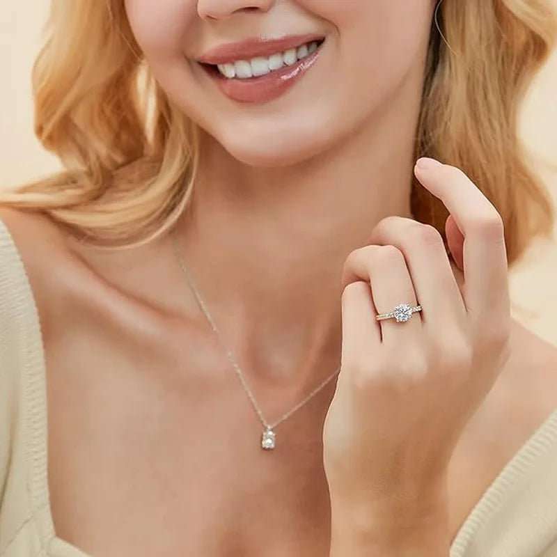 Moissanite Solitaire Engagement Ring 8mm 2ct 14K Gold Filled Jewelry for Women