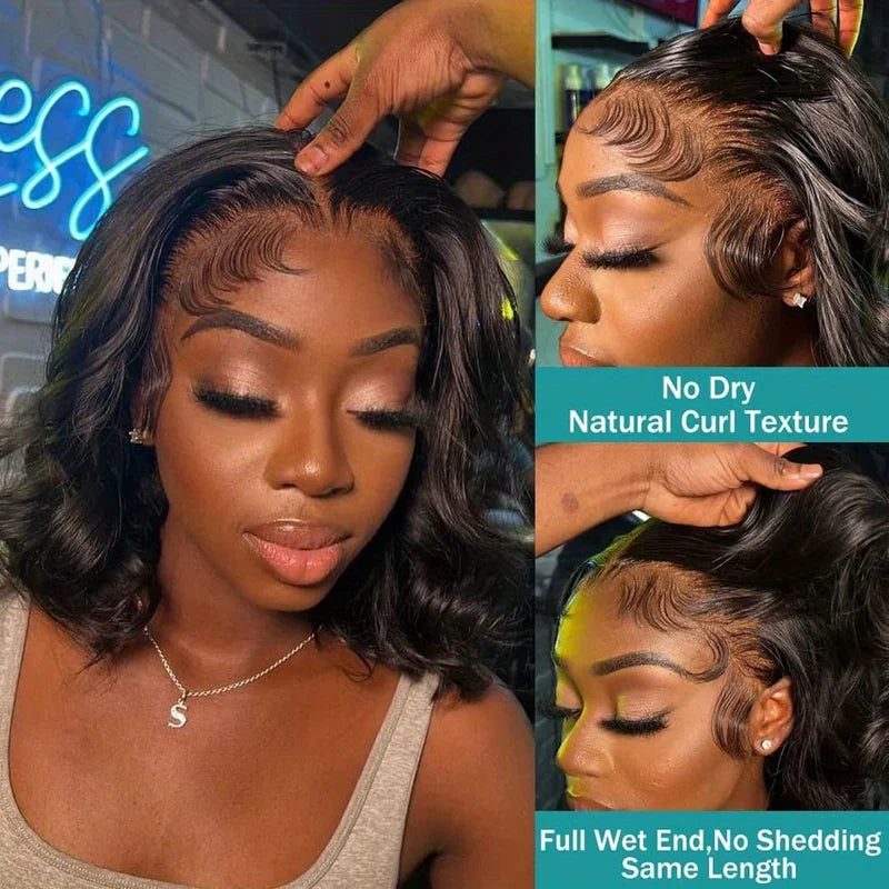 Brazilian Body Wave Bob Wig with HD Lace Frontal - Natural Human Hair, Preplucked Hairline, Multiple Lengths & Colors