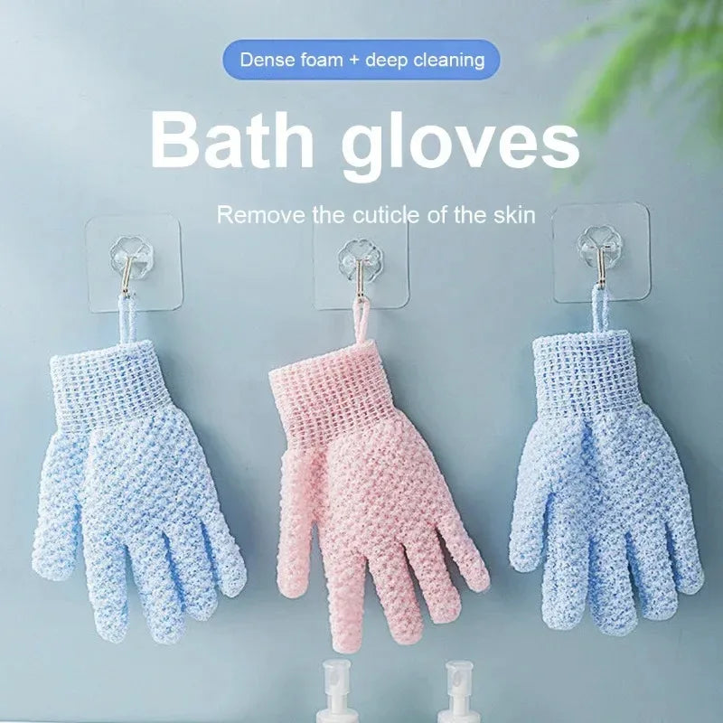 Exfoliating Shower Gloves Bath Sponge for Daily Use - Pink & Blue