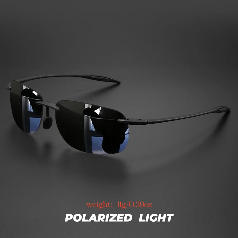 Ultra Light Frameless Polarized Sunglasses - Flexible Square Outdoor Eyewear