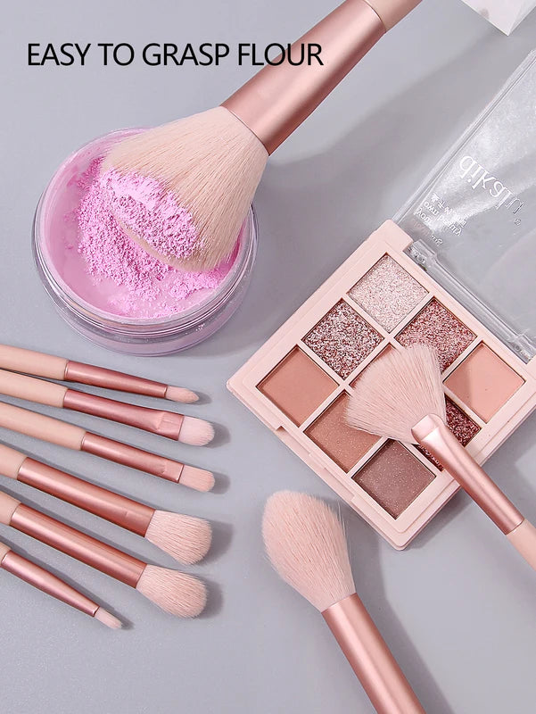 12-Piece Makeup Brush Set - Assorted Cosmetic Blush Foundation Eye Shadow