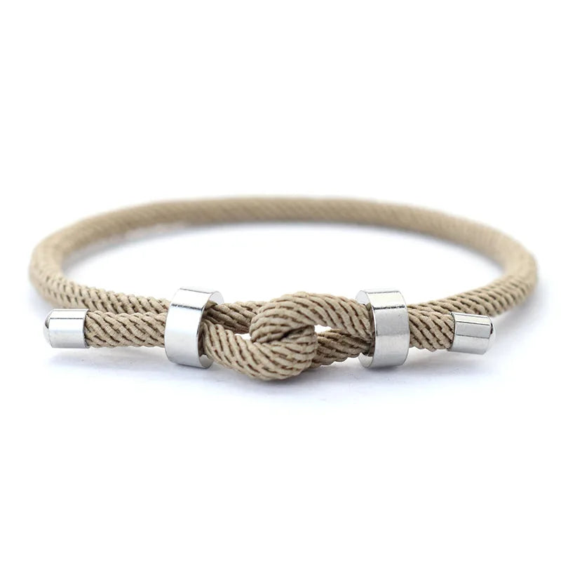 Adjustable Men’s Lucky Red Thread Bracelet with Stainless Steel Chain and Cord