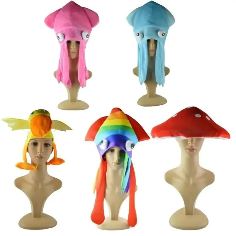 Funny Rainbow Octopus Hat Costume Accessory for Adults and Kids