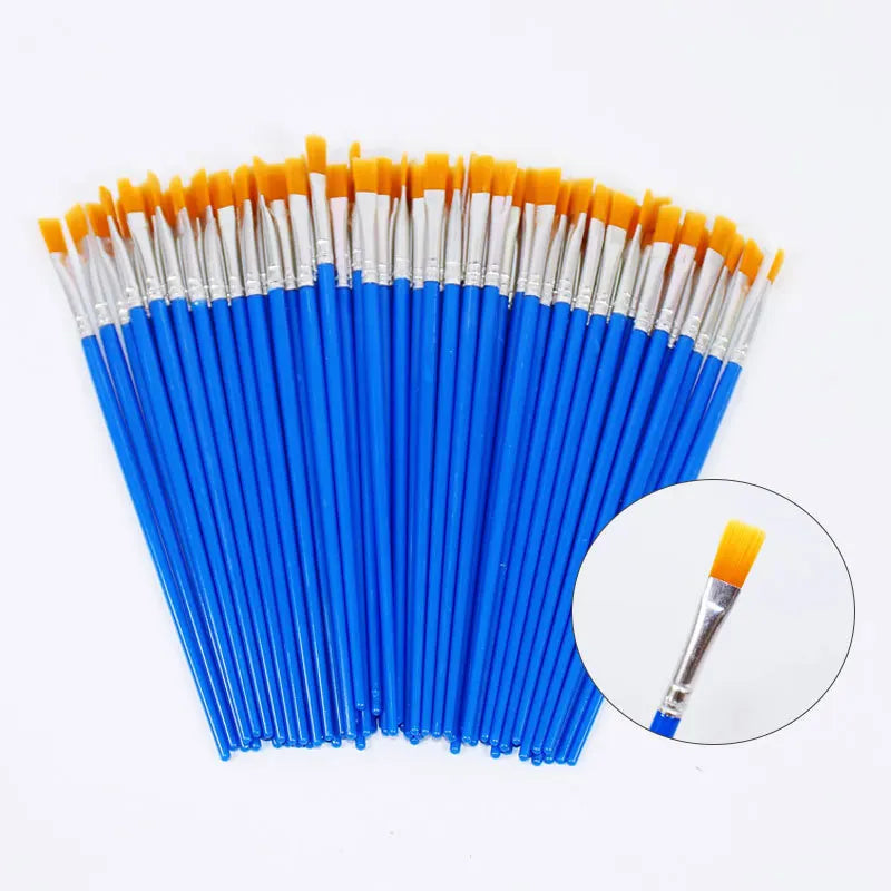 50 Pcs Flat Paint Brushes Set Small Art & Crafting Painting Tools