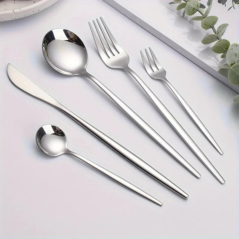 60pcs Stainless Steel Cutlery Set - Golden Mirror Finish, Dishwasher Safe, Gift Box
