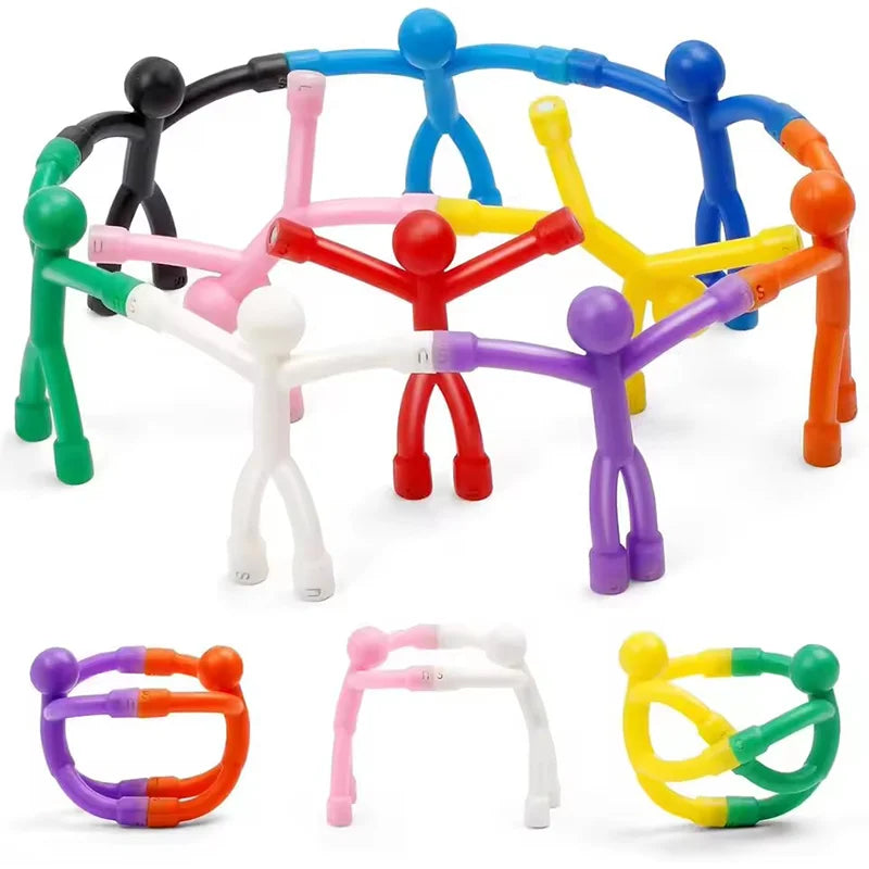 Colorful Mini Man Refrigerator Magnets Set - 10pcs Cute Humanoid Magnetic Stickers for Refrigerator & Whiteboard
