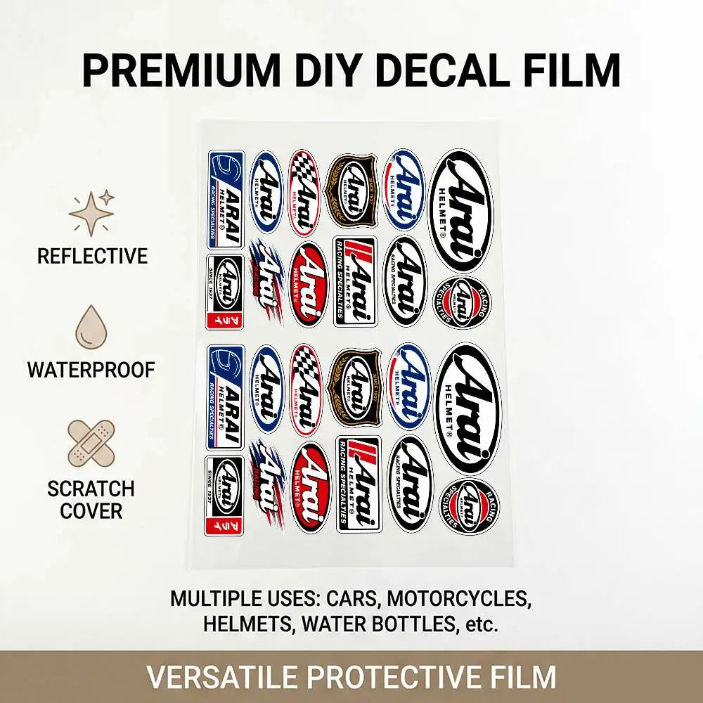 Reflective Waterproof Sticker Set for Motorcycle, Car & Helmet Scratch Cover - XL & Medium Variants
