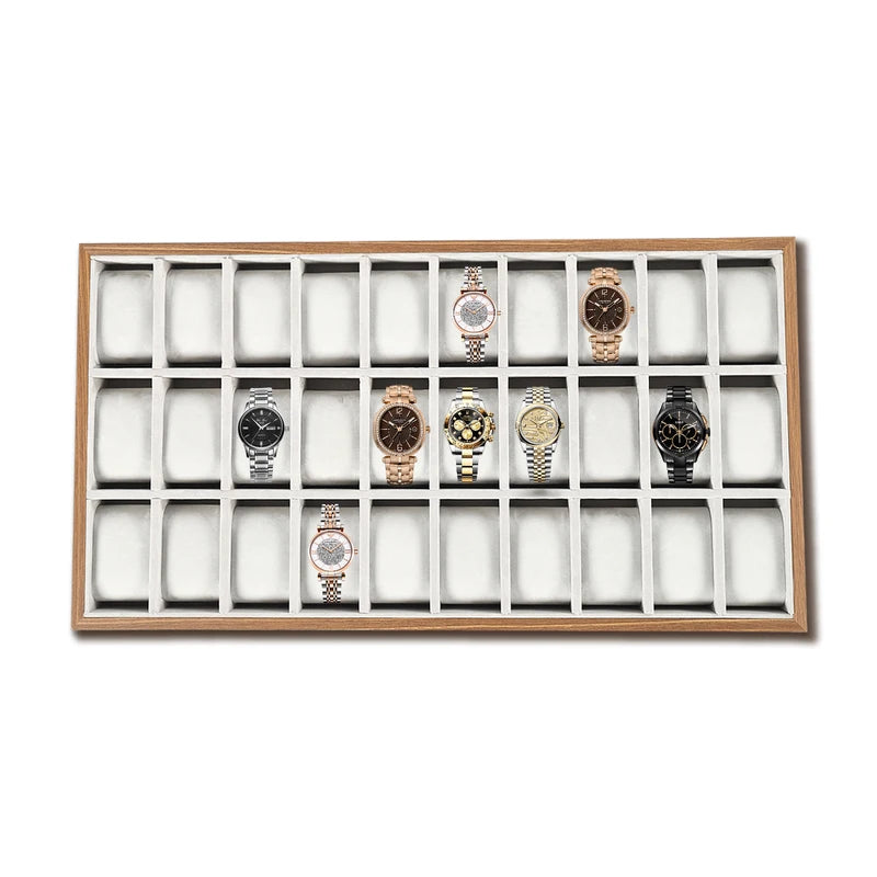 30 Compartments Watch Box Jewelry Organizer with Wooden Finish