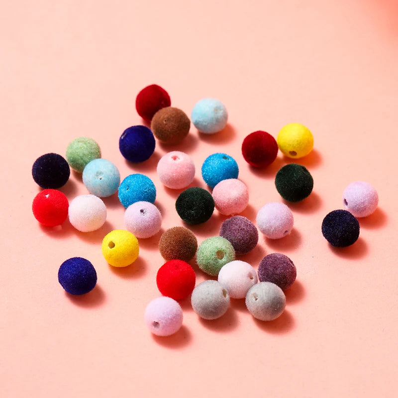 Colorful Acrylic Flocking Bead Spacer Set for Jewelry Making - 30 Pieces