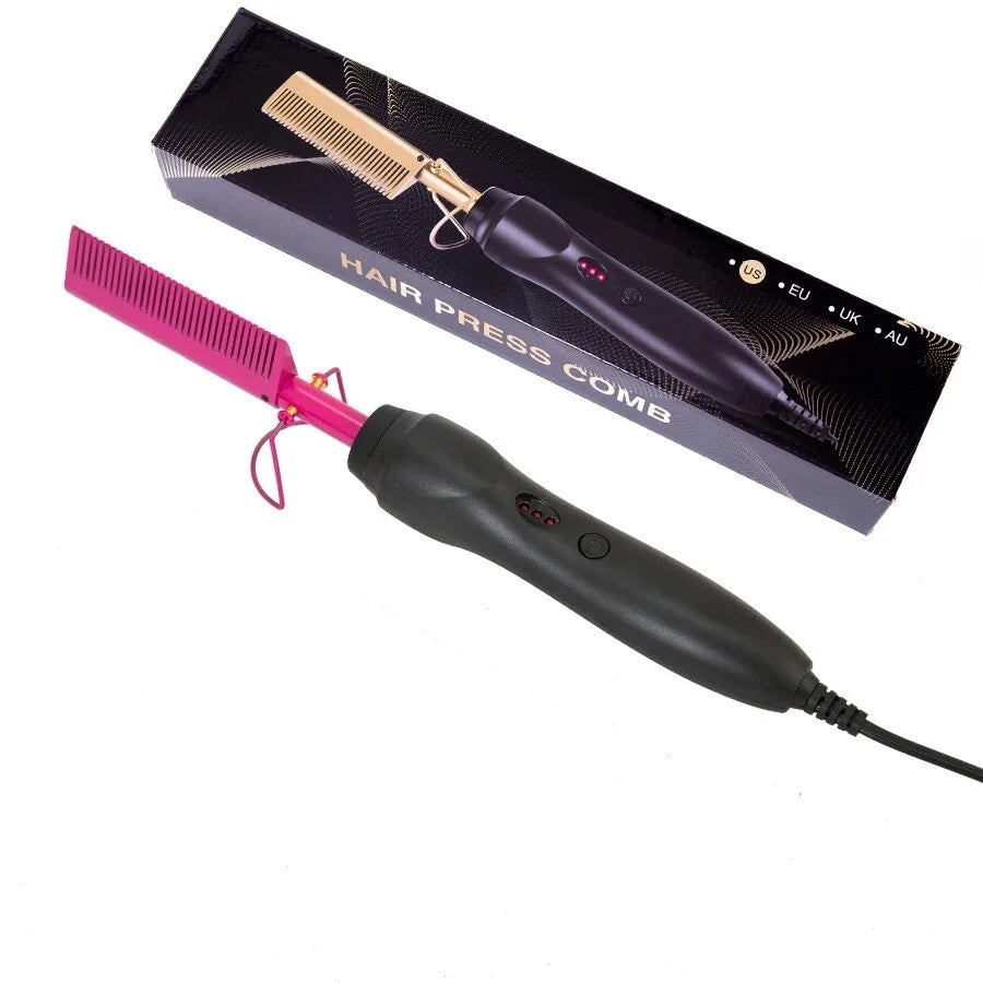 Professional Electric Hot Comb for Hair Styling, Fast Heating, Anti-Scald, Portable