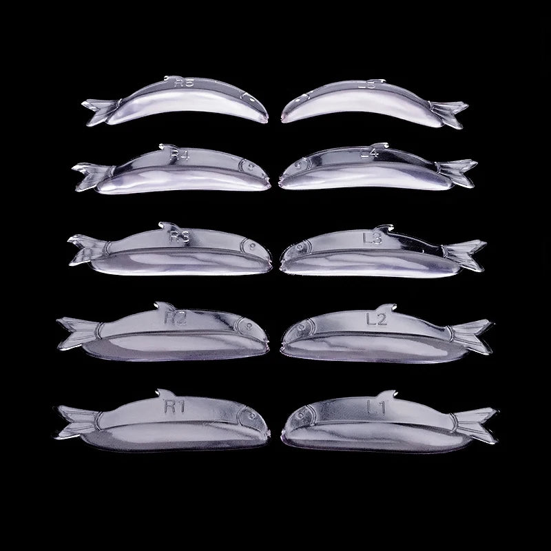 Reusable Eyelash Lifting Kit with Silicone Fish-Shaped Perm Rods - 3D Lash Curler & Extension Supplies