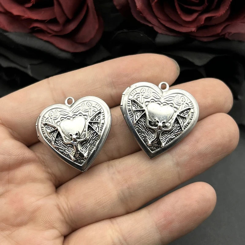 Stainless Steel Heart Photo Frame Charms 2pcs for Jewelry Making DIY Pendants