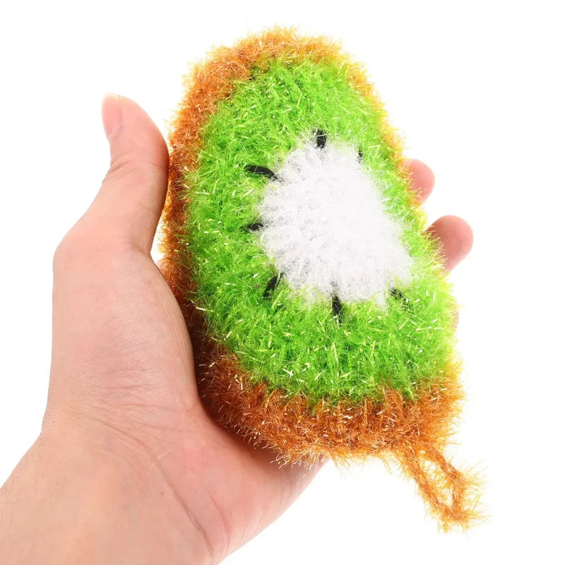 Set of 3 5 Cartoon Fruit-Shaped Cleaning Sponges - Scrubber Dish Towels