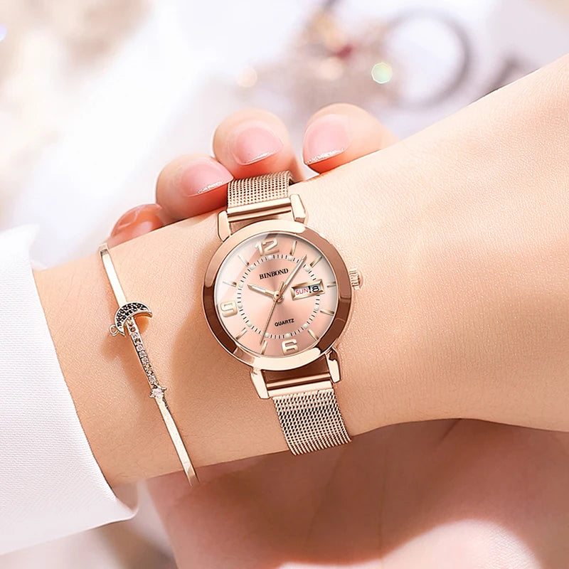 Luxury Quartz Women’s Watch Waterproof Auto Date Fashion Casual Luminous Business Watch