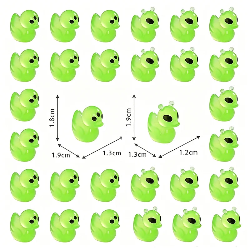 Resin Alien Duck Cat Figurines Set - Miniature Home Decor for DIY & Micro Landscape