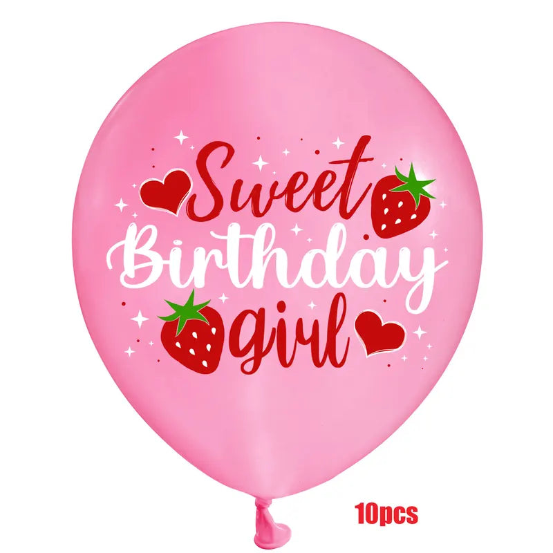 12 Inch Strawberry Themed Latex Balloons for Hawaiian Party Decorations