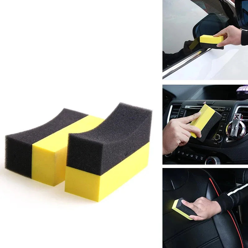 Auto Cleaning Sponge Brush Set for Car Wheels and Tires - Water Wipe & Wax Polishing Tools