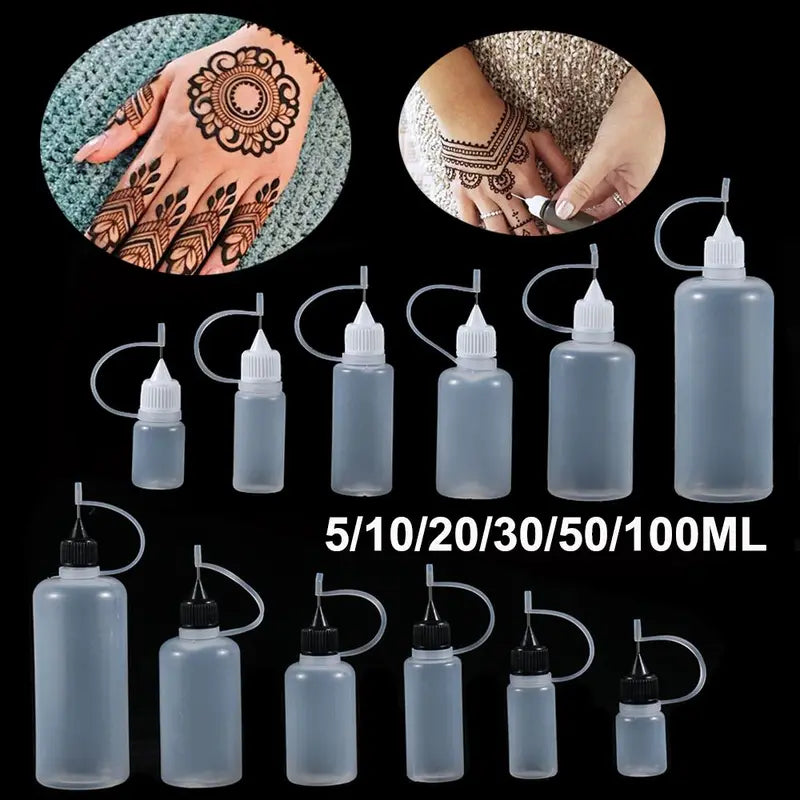Refillable Needle Tip Glue Bottles 5pcs Set for Craft & Scrapbooking - Multiple Sizes