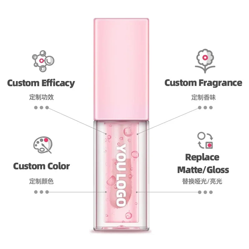 Private Label Clear Lip Gloss with Custom Logo, Long-Lasting & Moisturizing