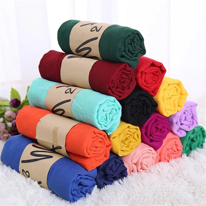 Luxury Korean Style Women's Scarf - Solid Color Shawls & Wraps for Spring & Winter
