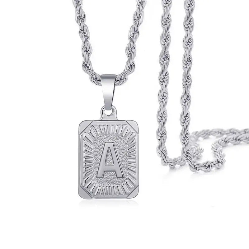 Personalized Gold & Silver Letter Necklace - 18K Gold-Plated Chain Pendant for Men & Women