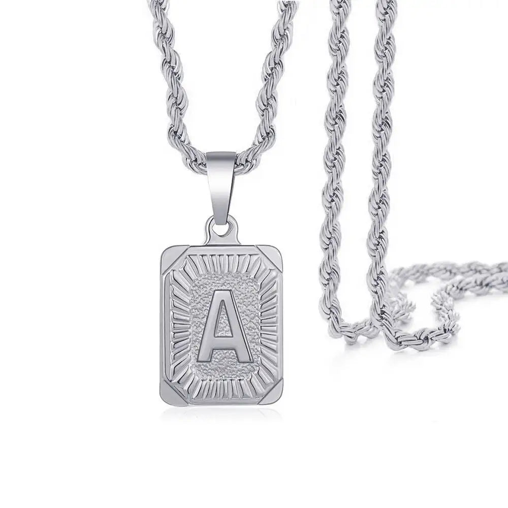 Personalized Gold & Silver Letter Necklace - 18K Gold-Plated Chain Pendant for Men & Women