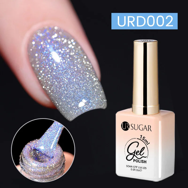 15ml Reflective Glitter Nail Gel Polish - Shiny Semi-Permanent UV & LED Manicure