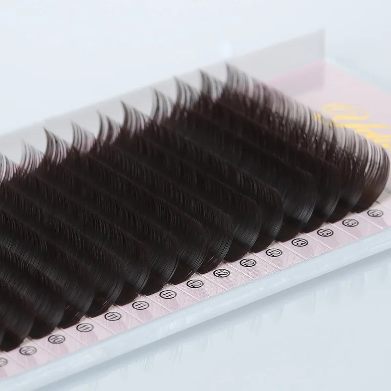 False Eyelashes Mink Style Dark Brown Individual Extensions - 100% Real
