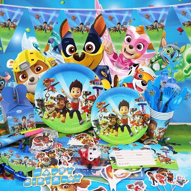 Kids Birthday Party Balloon Set with Foil Latex & Number Balloon - Paw Patrol Theme