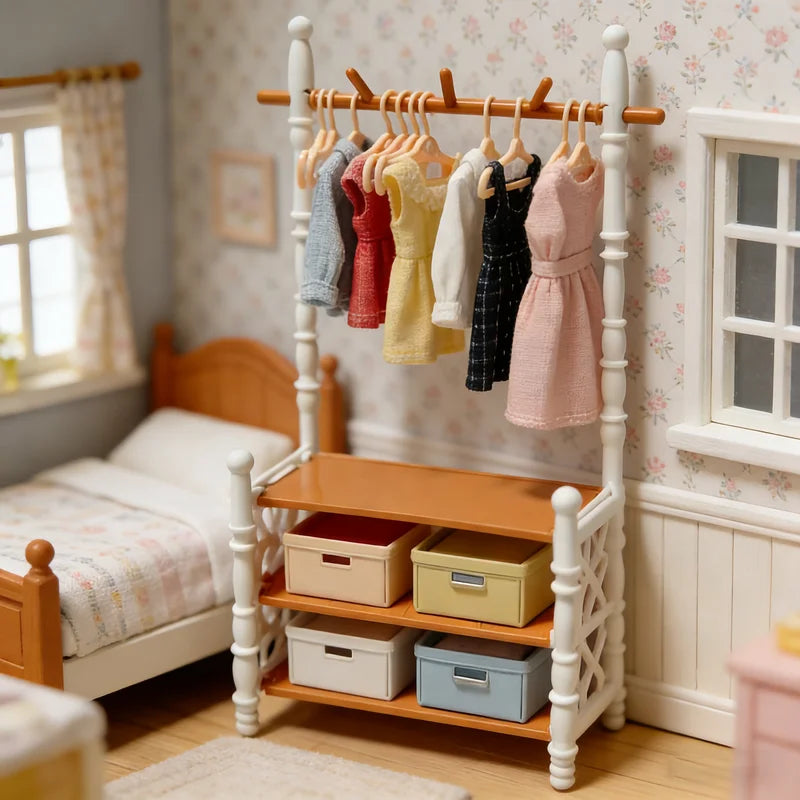 Miniature Doll House Wardrobe Set for Collectors & Scene Decor