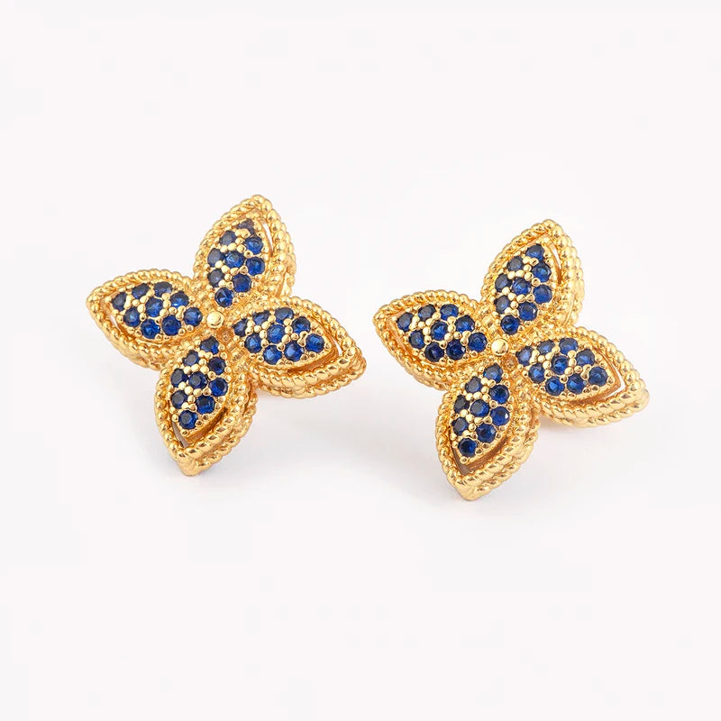 Elegant Flower-Shaped Crystal Zircon Stud Earrings for Women – Fine Jewelry Gift