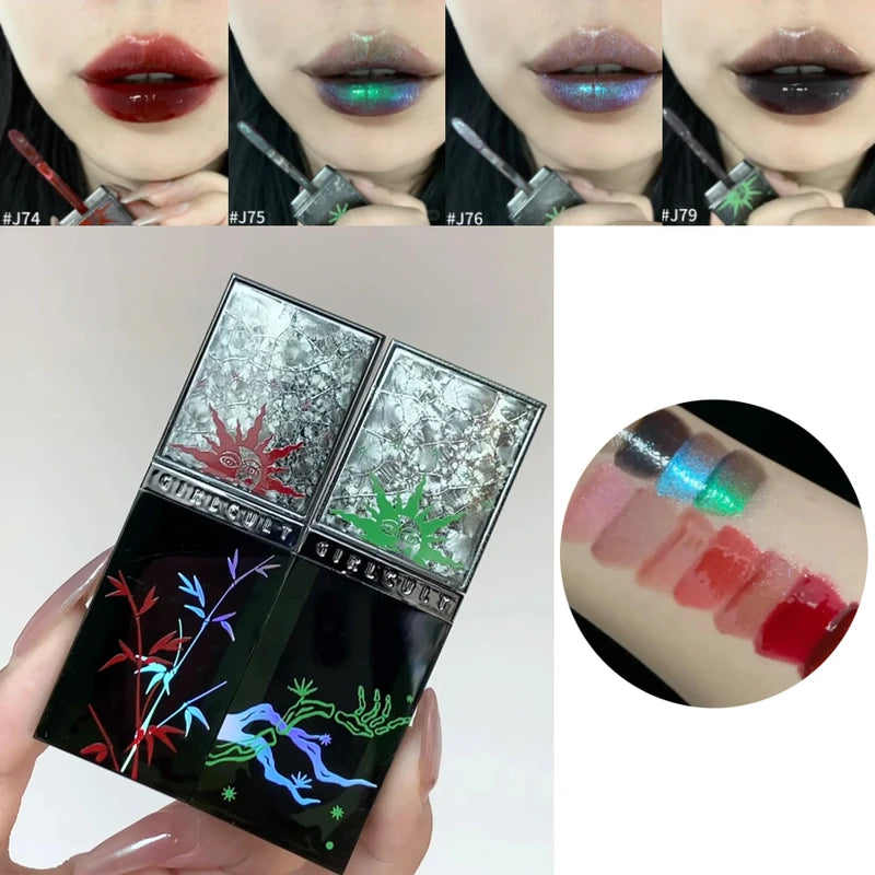 Longlasting Hydrating Lip Gloss with Chameleon Glitter - Pearlescent Lipstick 3.5g