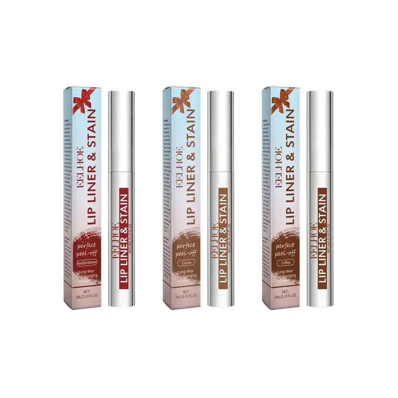 Waterproof Lip Liner Set - Peel Off Lip Stain with 3 Colors Long Lasting Matte Makeup