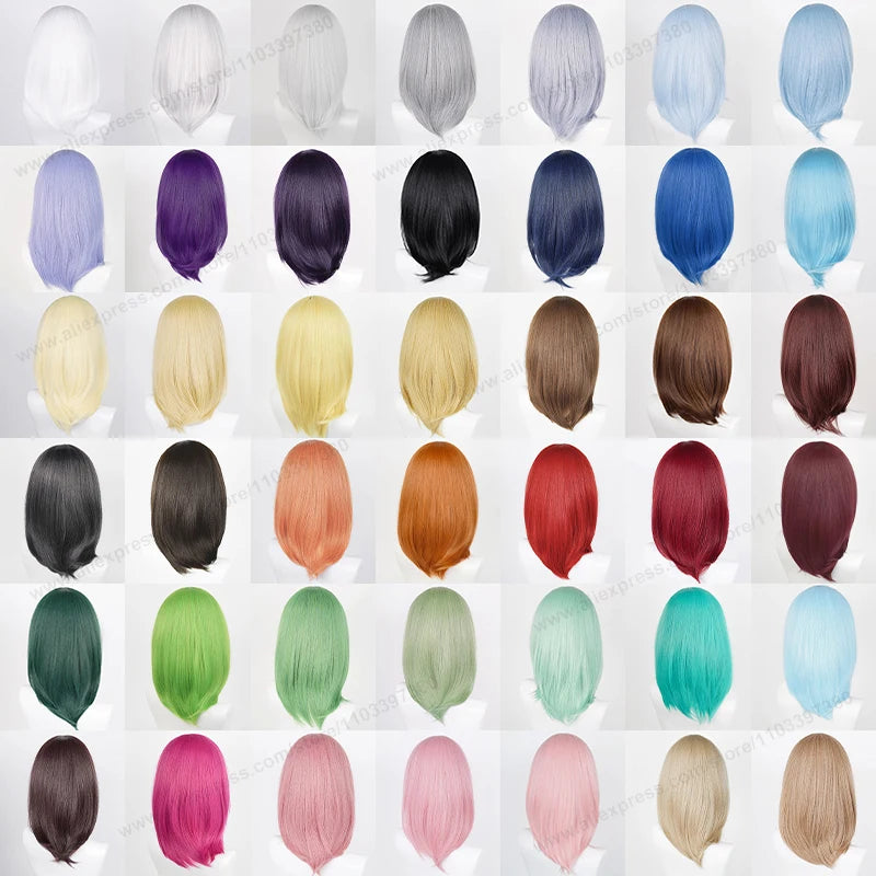 Medium 40cm Synthetic Cosplay Wig - Multiple Colors for Women
