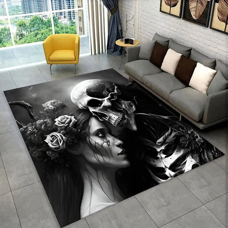 Gothic Skull Dead Girl Horror Area Rug Non-slip Floor Mat for Bedroom Living Room