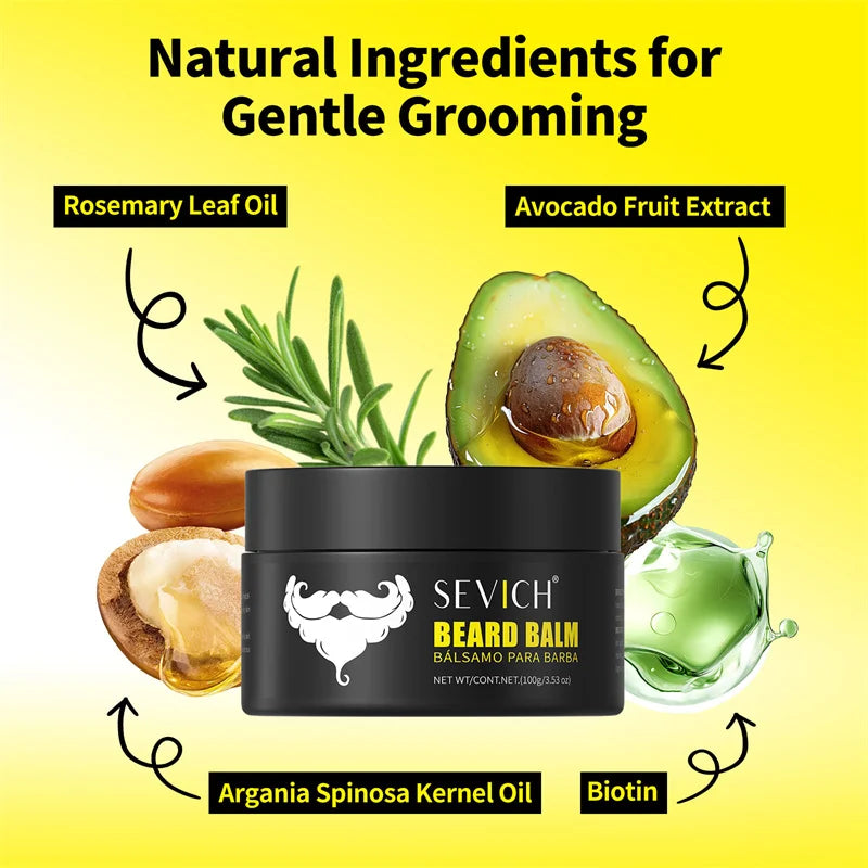 Men's Beard Balm Wax for Growth & Moisturizing - Smoothing & Styling