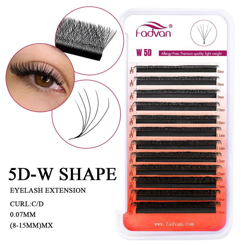 Premade 3D 4D 5D 6D 7D 8D W Shape False Eyelash Extensions - Natural Soft Faux Mink