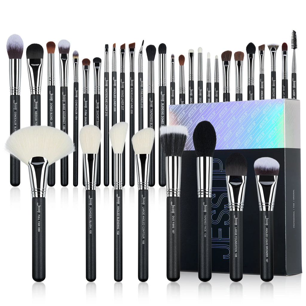Professional 35-Piece Makeup Brush Set with Synthetic Labelling for Face & Eyes