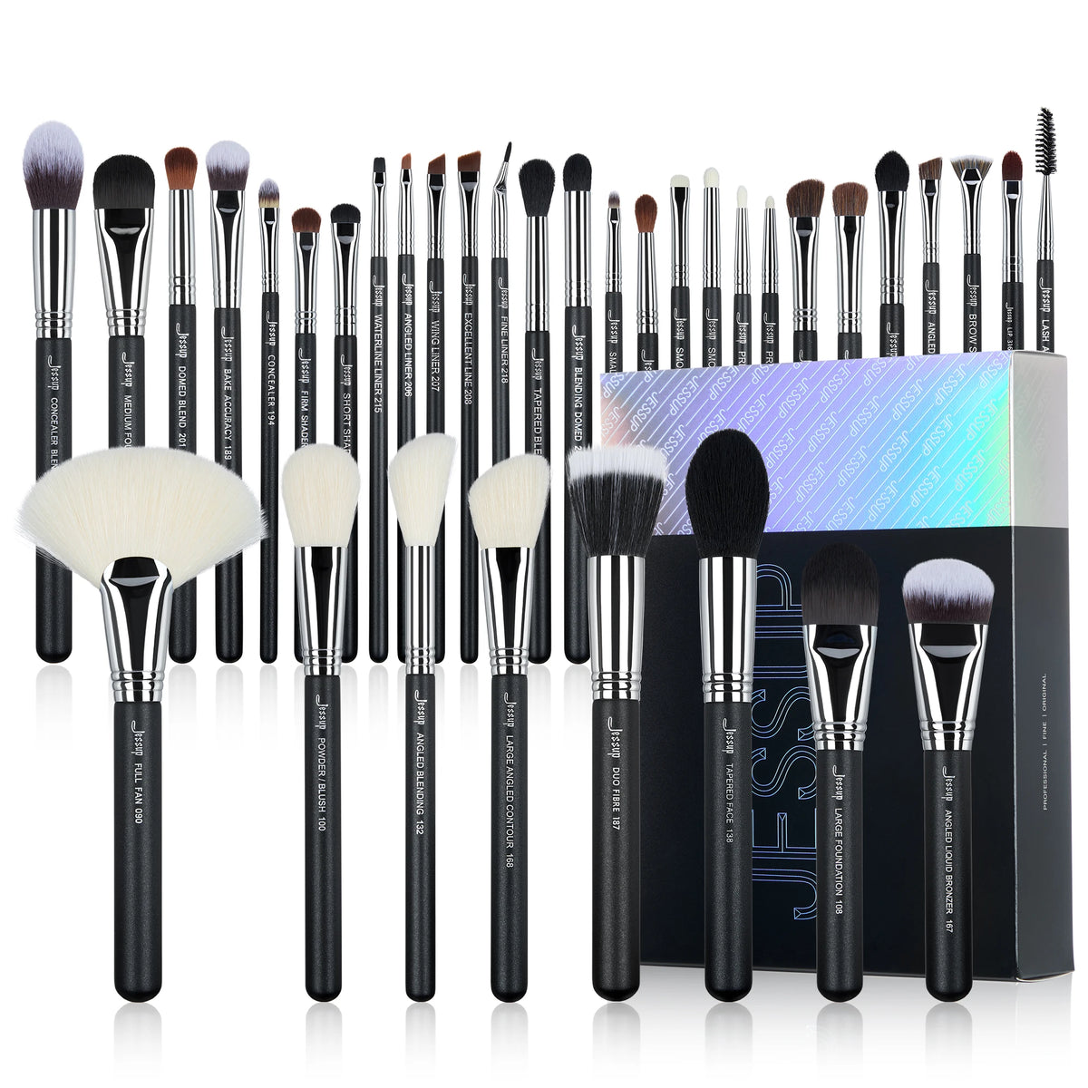 Professional 35-Piece Makeup Brush Set with Synthetic Labelling for Face & Eyes