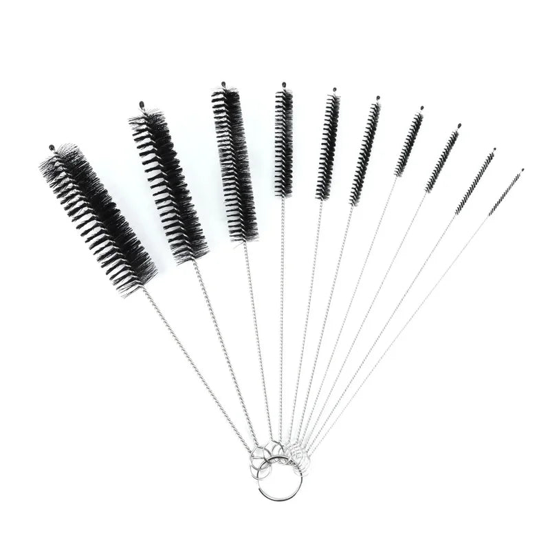 10pcs Nylon Bottle Straw Cleaning Brush Set - Household Kitchen Brushes with Bristle Kit for Glasses & Drinkware