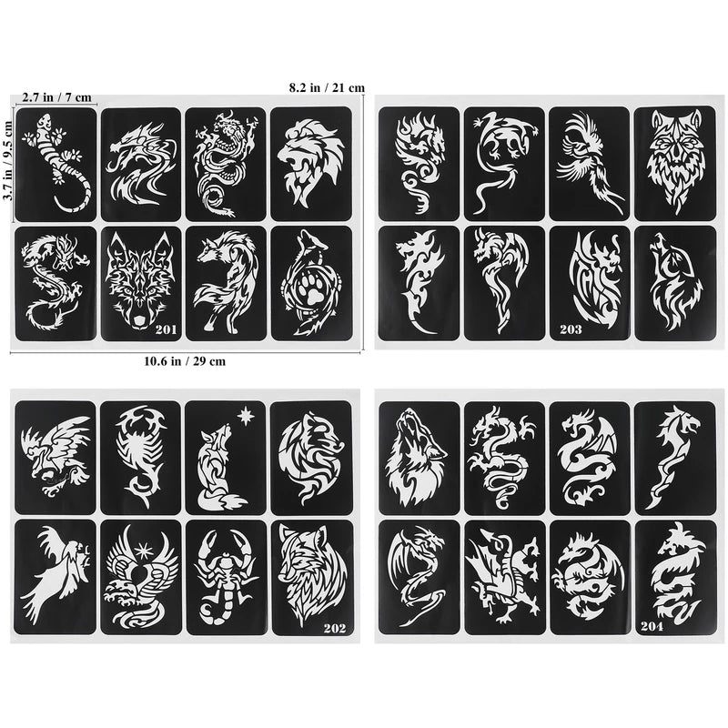 Children's Face Glitter Stencils Kit for Tattoos and Makeup Templates
