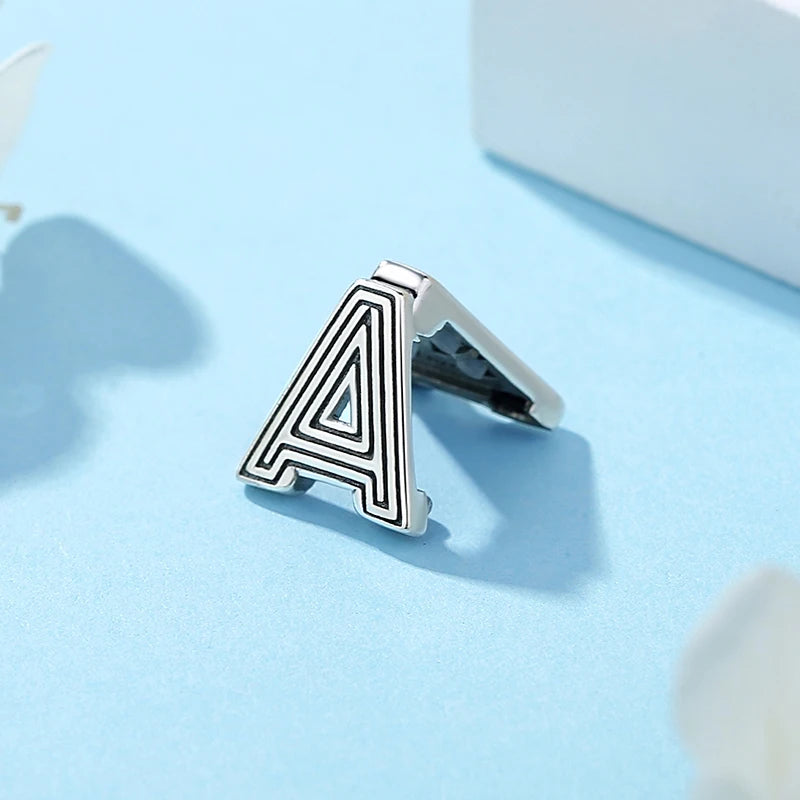 925 Sterling Silver Charm Beads Heart Butterfly Letters Fit Flat Bracelets - DIY Jewelry
