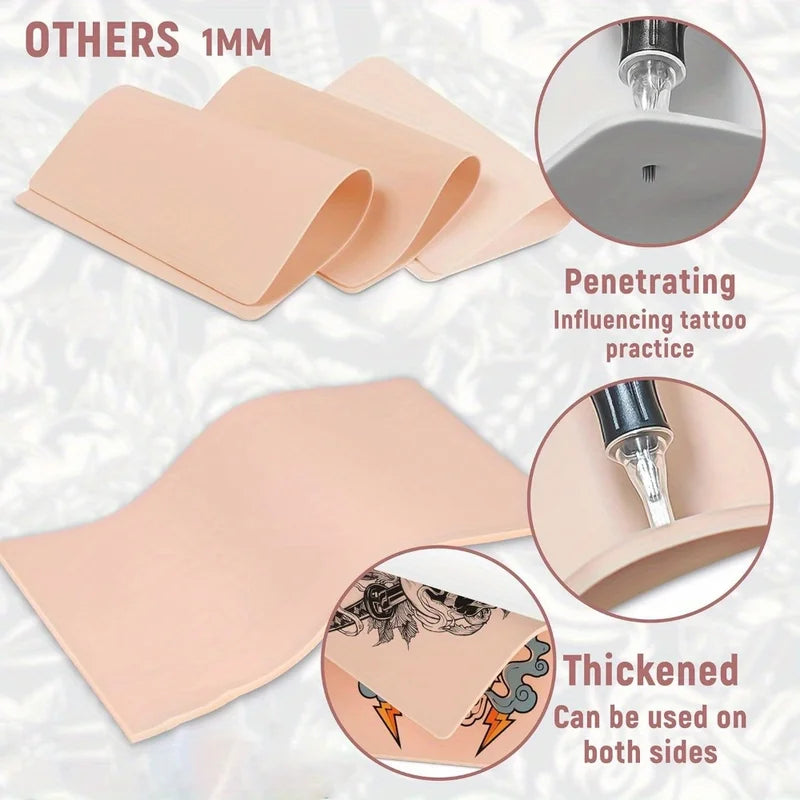 Tattoo Practice Skin - Reusable Silicone Fake Skin for Permanent Makeup Exercises